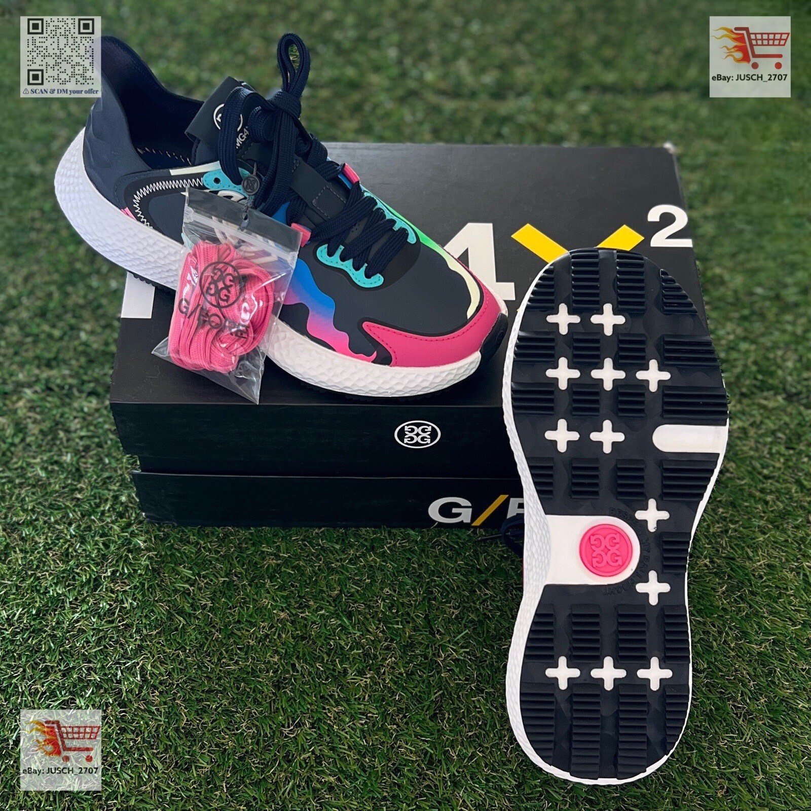 G/Fore GFORE MG4x2 Golf Rainbow Shoe Sneakers ⛳️ LADIES 7.5 ⛳️ Black Pink Camo