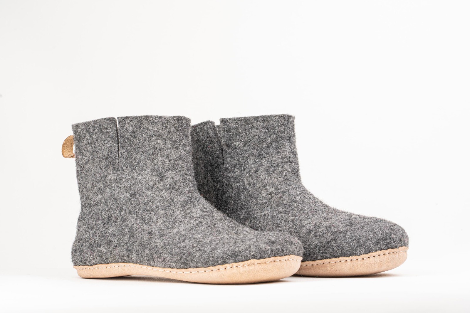 Woollyes Charcoal Indoor Boots with Leather Sole – Cozy and Stylish Footwear