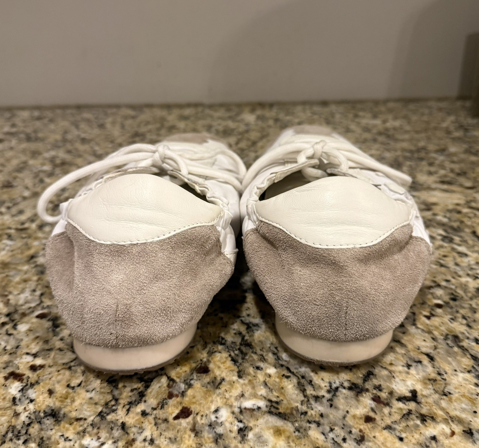 Tory Burch Women 9.5M Sneaker Nylon Calf Leather White Ivory Cerbiatto 100 Shoes