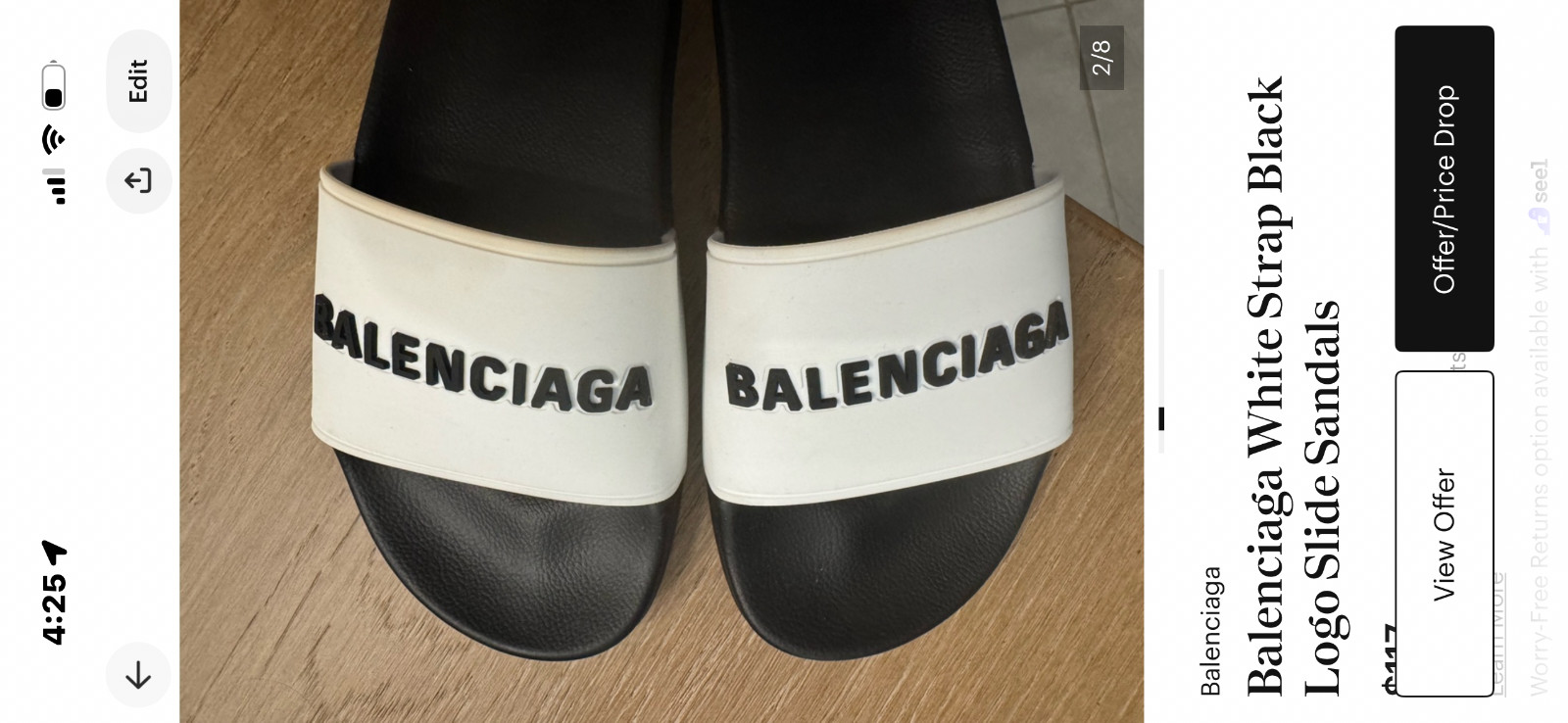 Balenciaga White Strap Black Logo Slide Sandals