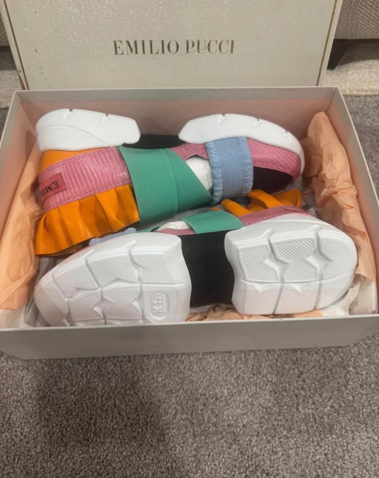 Emilio Pucci – Colorful Ruffle Chunky Platform Sneakers – Size 10