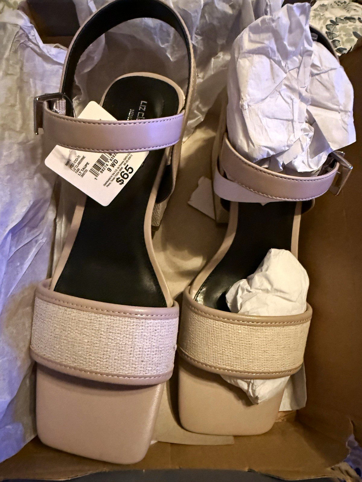 Zara Women’s Beige Strappy Ankle Strap Buckle Block Heel Sandals Size 9