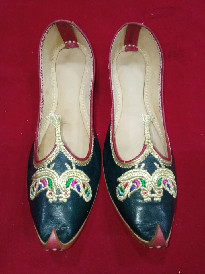Women Wedding Shoes Leather Handmade Indian Mojaries Ballet Flat Jutties US 6-9
