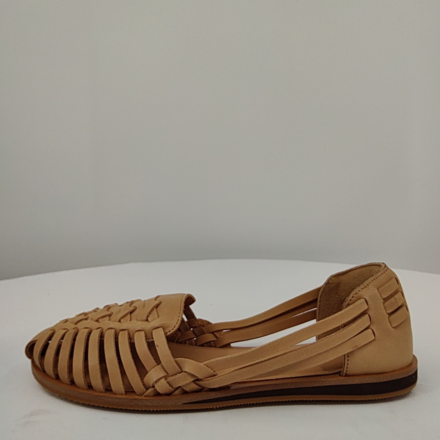 Quince Women 100% Leather Huarache Flat Cashew Shoes 7