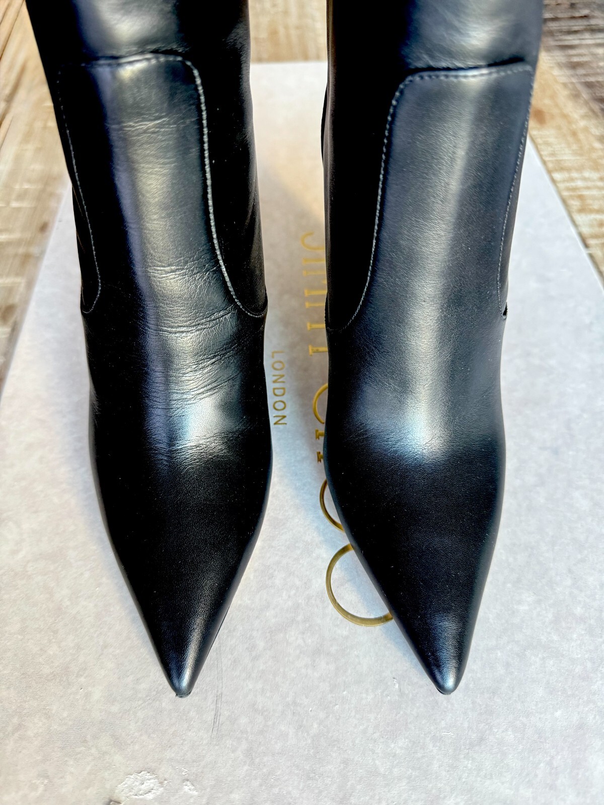 JIMMY CHOO-Mavis 100 Black Smooth Leather Knee-High Boots Size 36 – New with Box