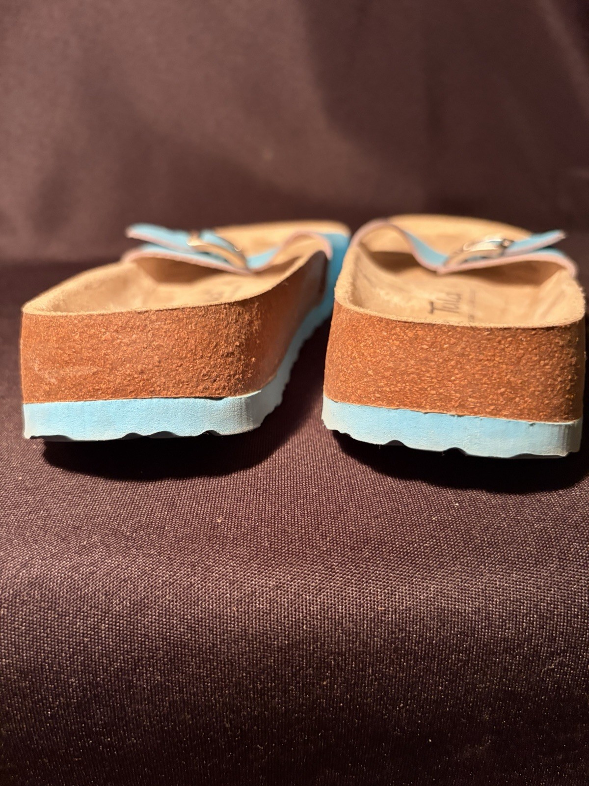 TULA by Birkenstock Ladies 40EU 9Turqouise Slip On Slide Sandals Excellent Cond