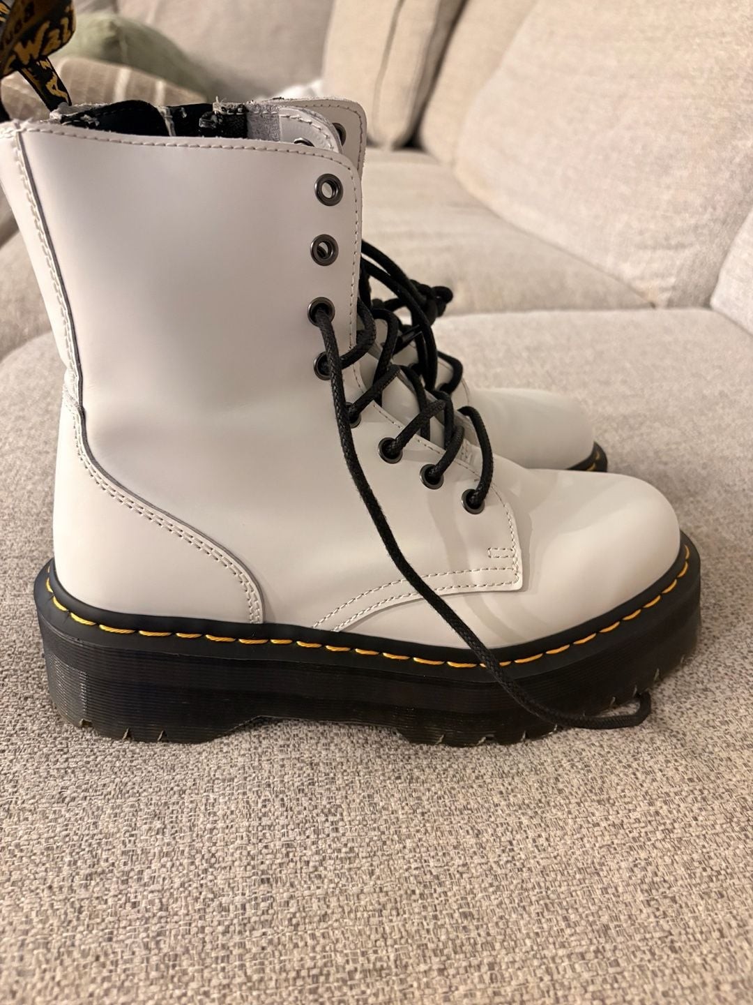 Dr. Martens Jadon Platform 8-Eye Combat Boots in White