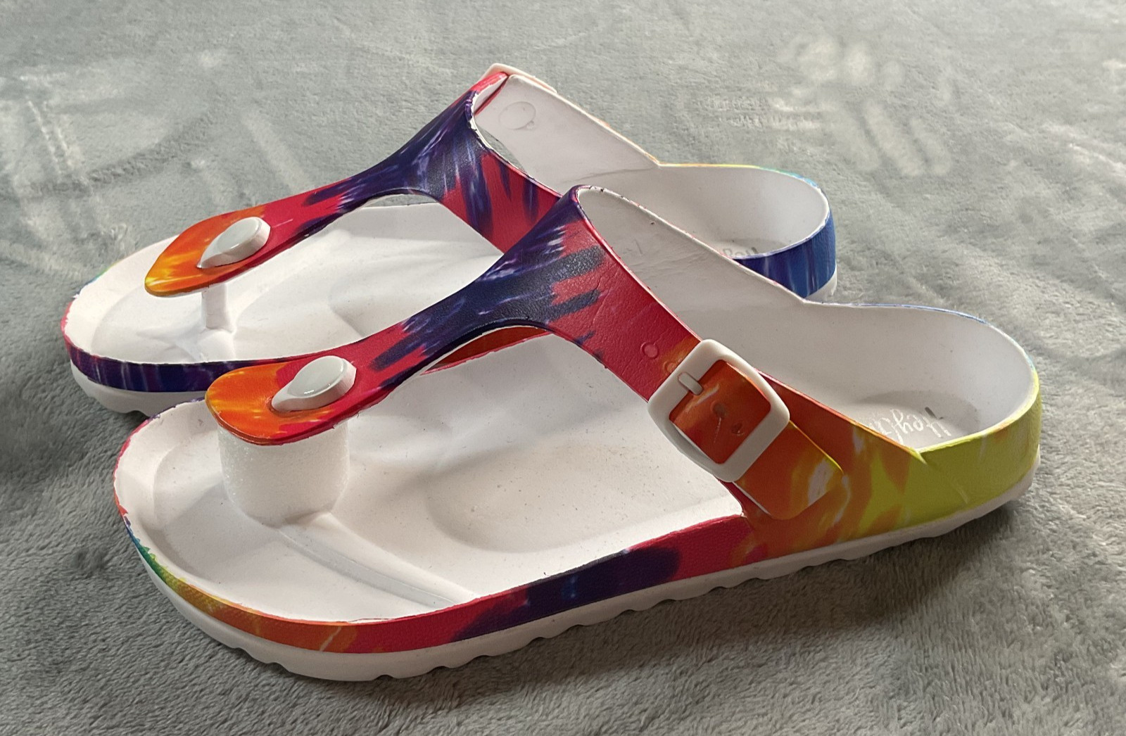 Hey Girl by Corkys Womens Sz 10 Jet Ski Multi Tropical Tie Dye Sandals Flip Flop