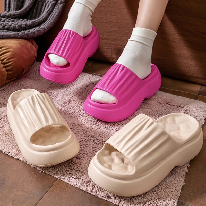 7cm High Heels Thick Bottom Slippers Women Summer 2026 Chunky Platform Eva Sole