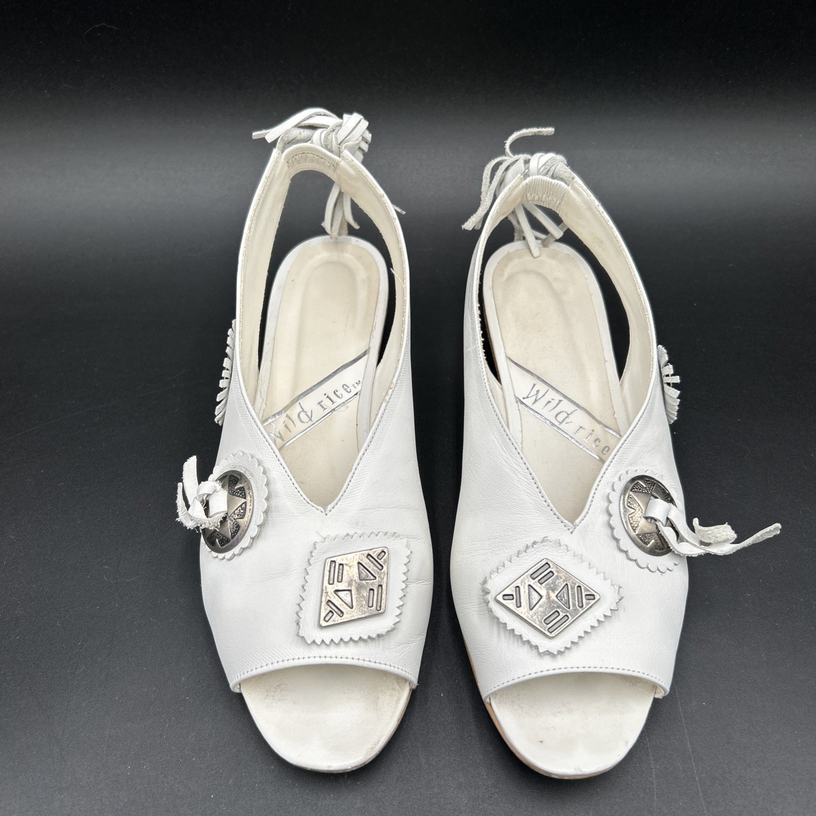 Wild Rice Women’s Heels Shoes Sz 7.5M Peep Toe Sling Back , Color White