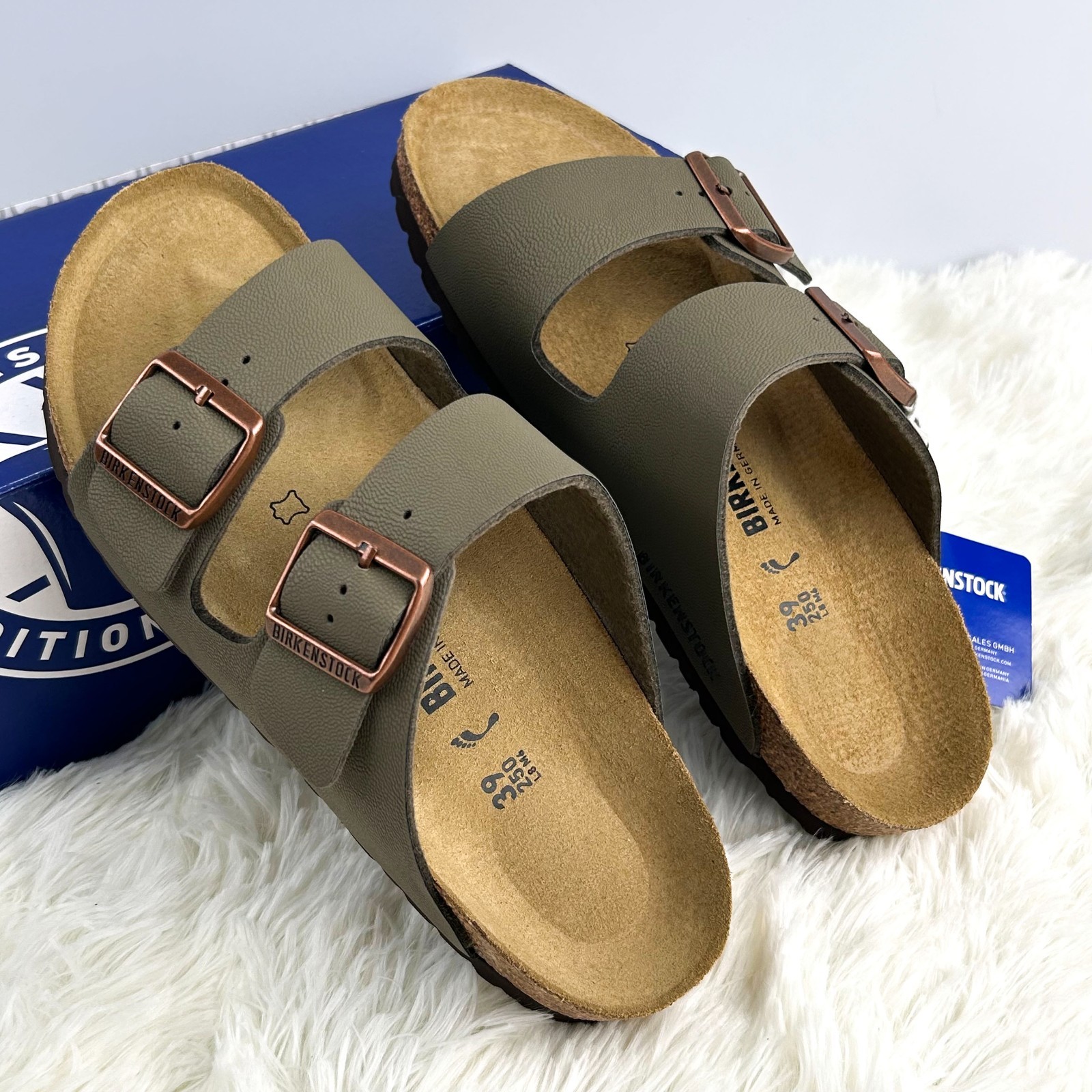 Birkenstock Arizona Stone Birko-Flo Leather New With/Box EU 37-45 Narrow/Wide