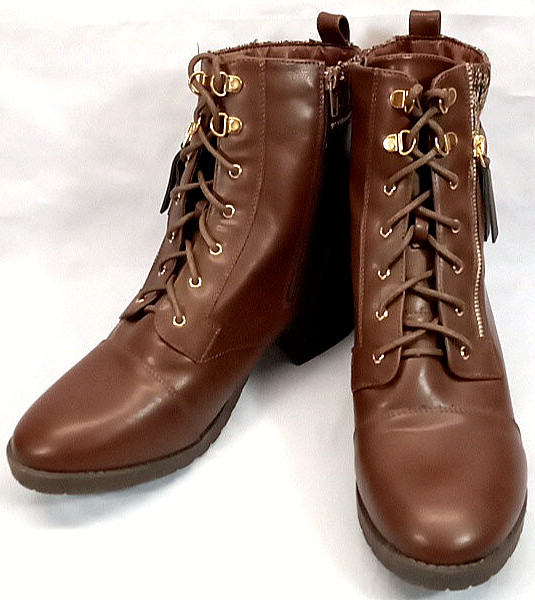 Cloudwalkers by Avenue Women’s 13 Rita Boots Brown Inner Zip & Lace Up 2″ Heel