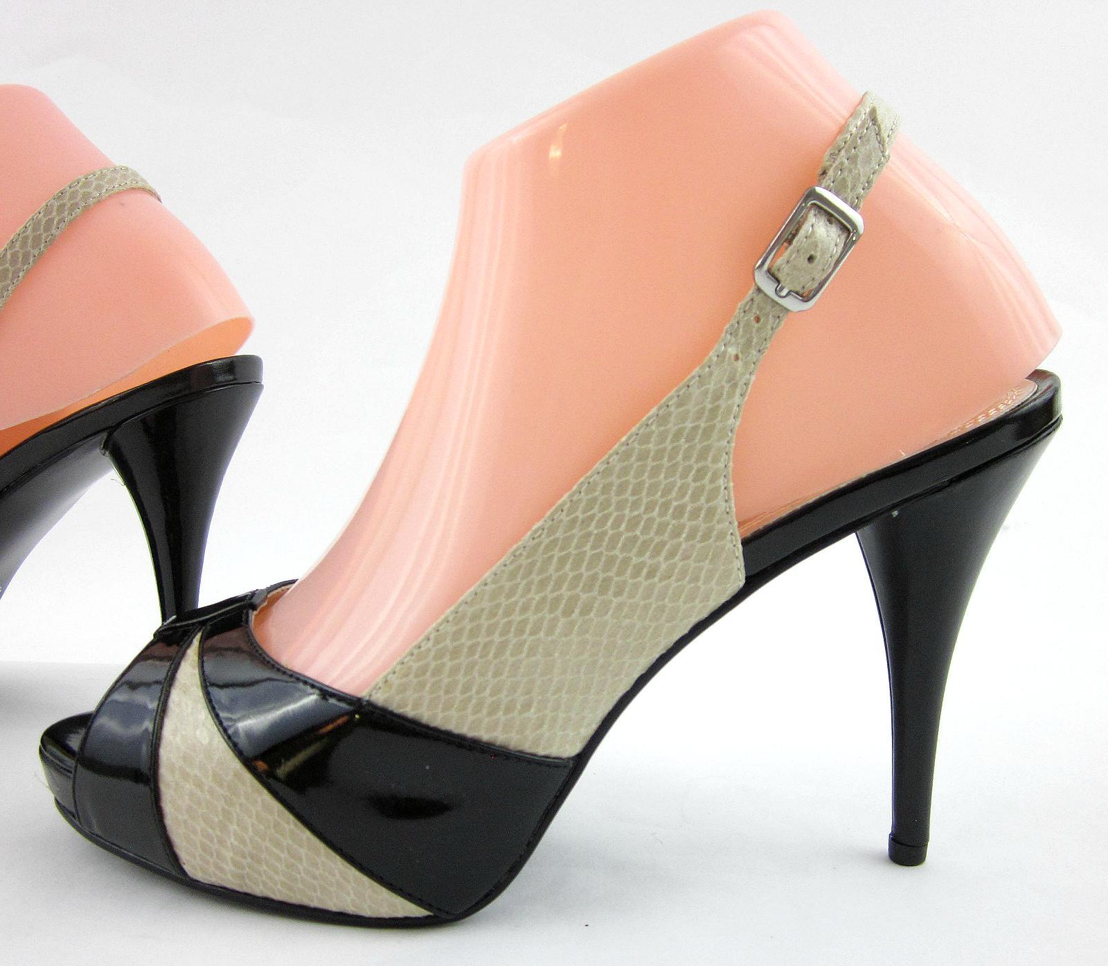 NEW! White House Black Market ‘Camdyn’ Slingback High Heels Black Beige Sz 7M