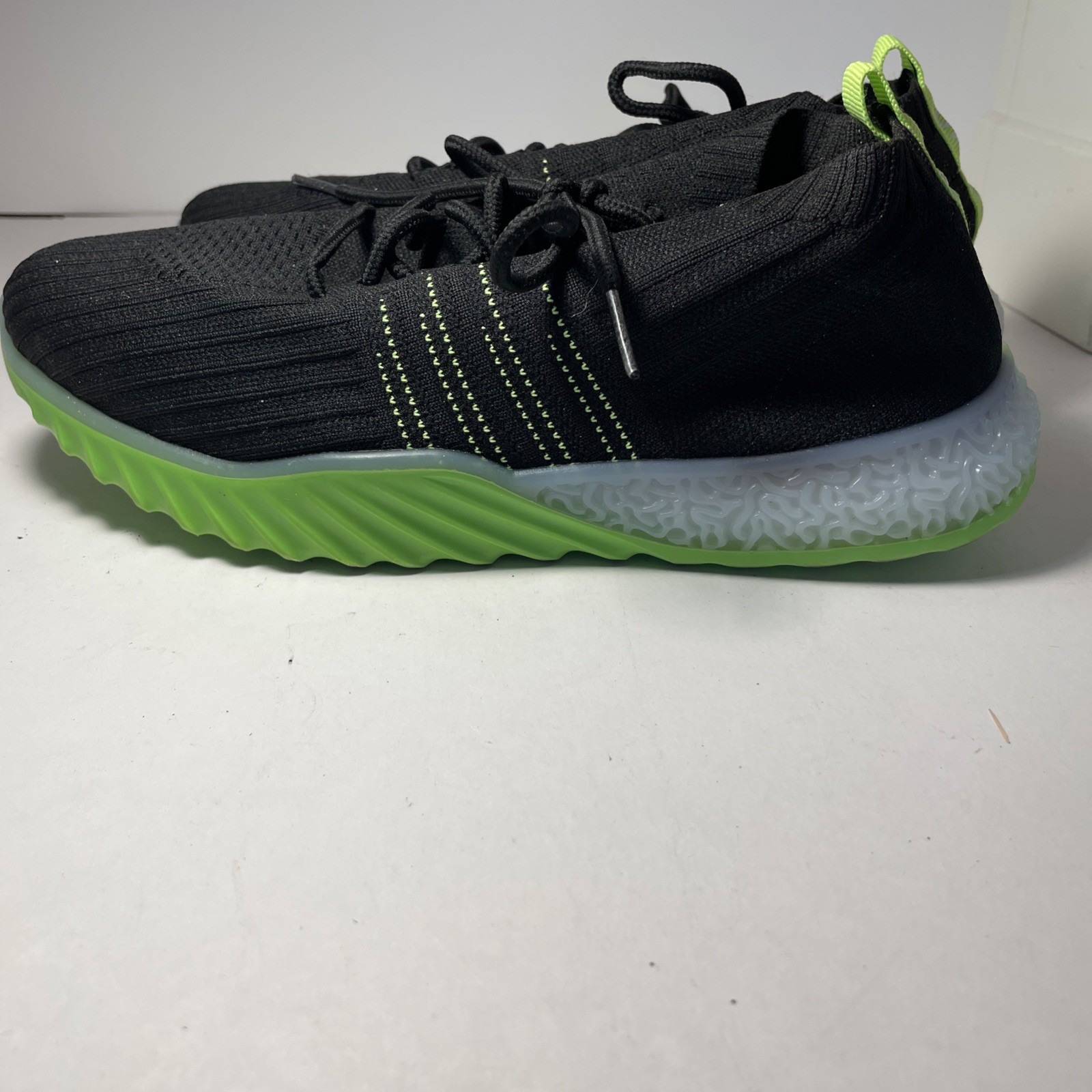 DANSKIN POSITIVE LOAFER SHOES SLIP-ON KNIT SNEAKERS BLACK LIME GREEN 9