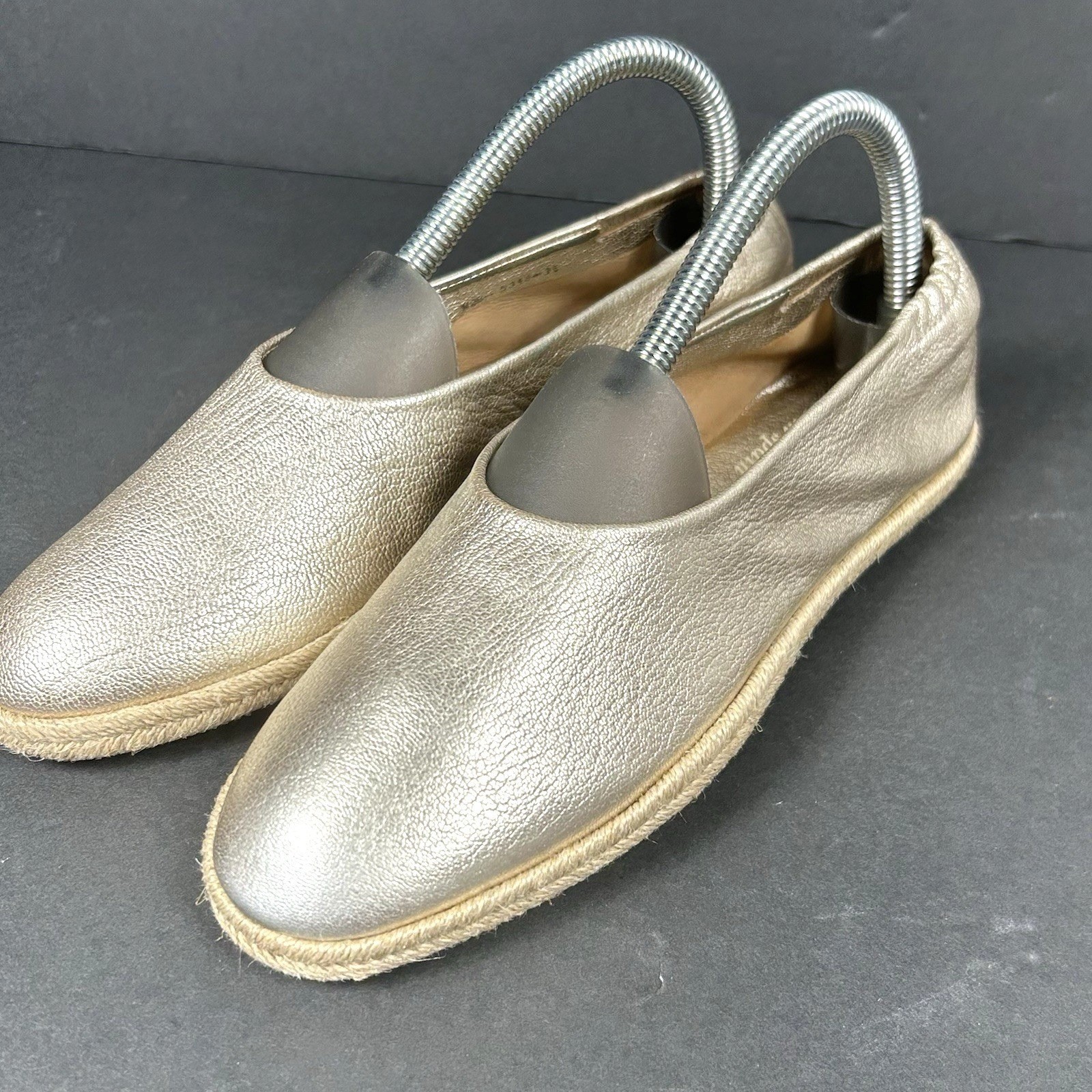 Pedro Garcia SEE PHOTOS Size 36 US 6 GOLD LAME Espadrille Flats NEW Hilaria $495