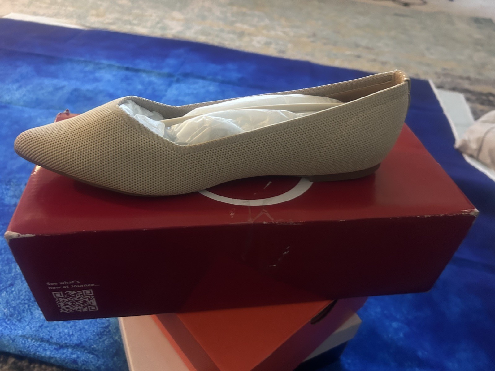 Journee Collection Women’s US 10 Minnah Knit Ballet Flats Taupe Beige