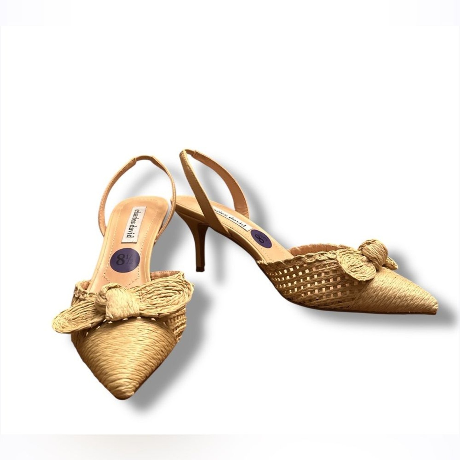 Charles David Allyson Raffia Slingback Pump Heel Shoes Size 8.5 NEW