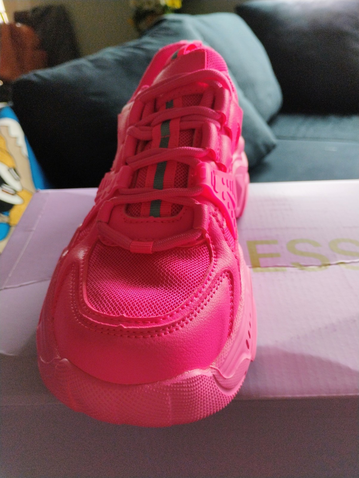 BERNESS Briella Hot Pink Lace Up Low Top Athletic Sneakers for Women