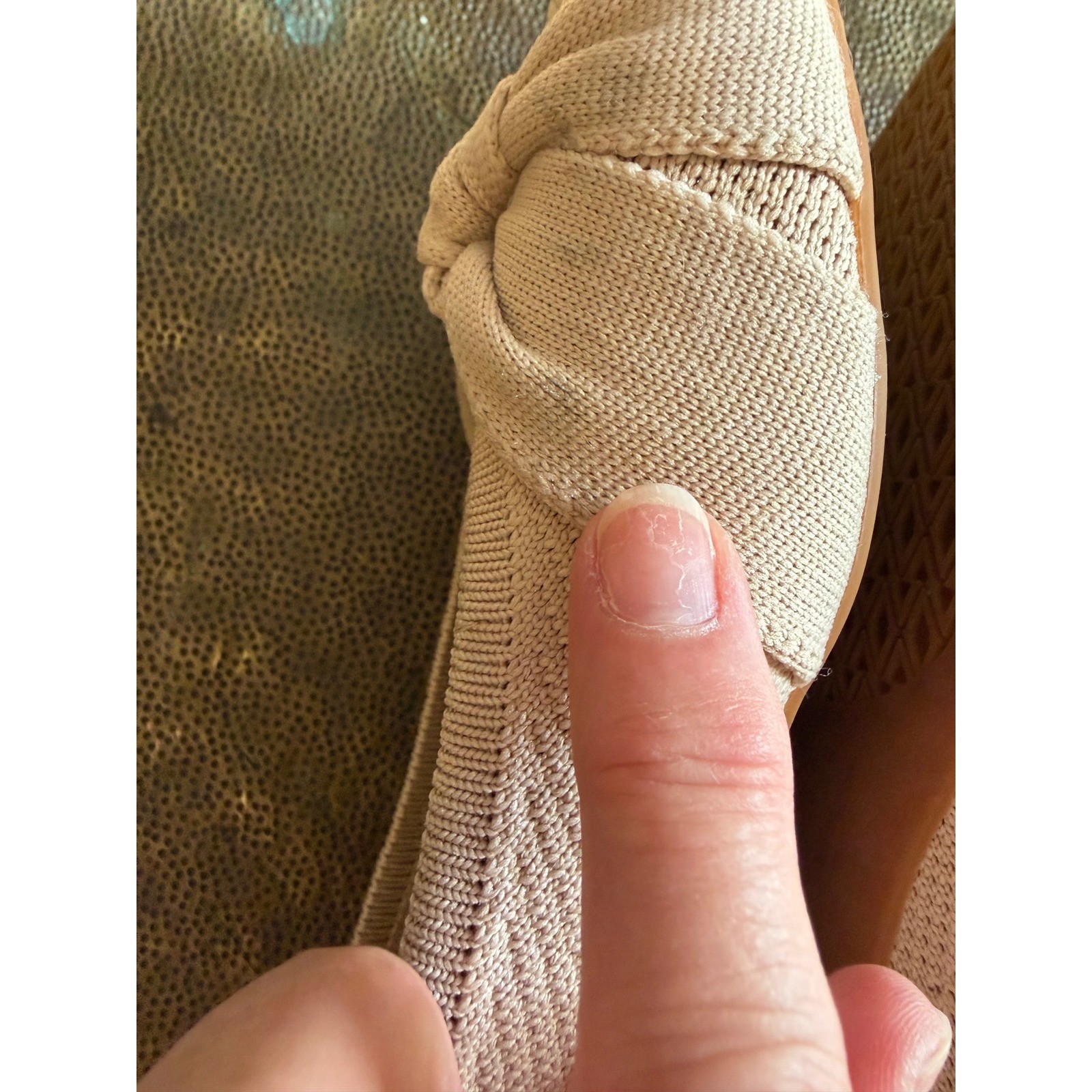 Vivaia Womens Almond Toe Knotted Flats Beige Knit Slip On Sustainable Shoes 8.5