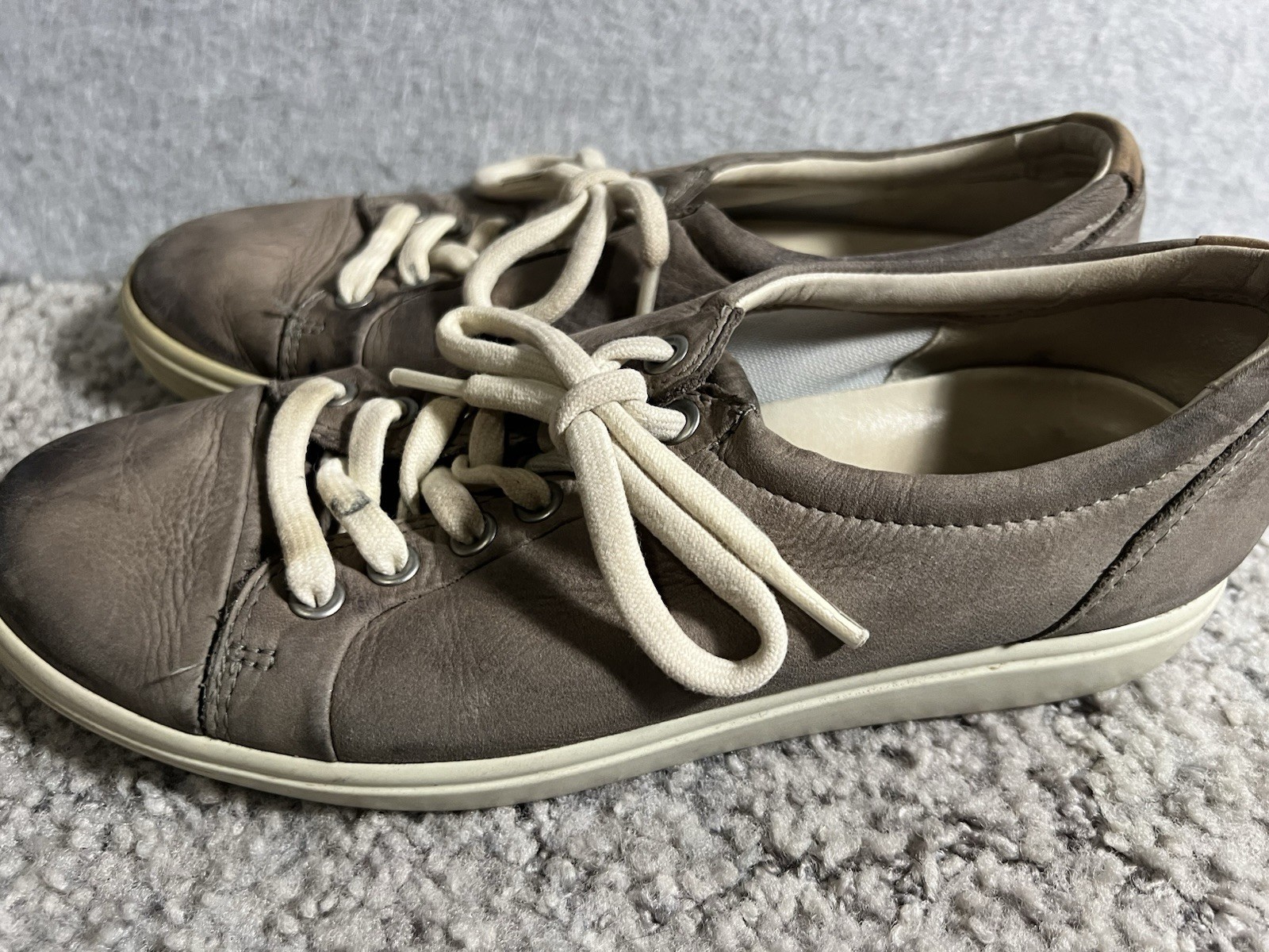 Ecco Shoes Women 7 Brownish/Taupe Laces Made Indonesia Euro 38