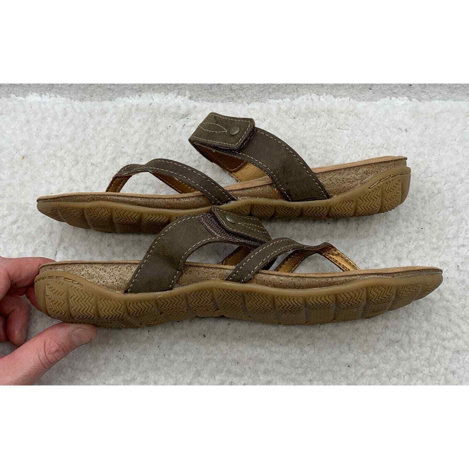 Magellan Outdoors Sandals Womens 11 Strappy Flip Flop Thong Tan Brown Summer