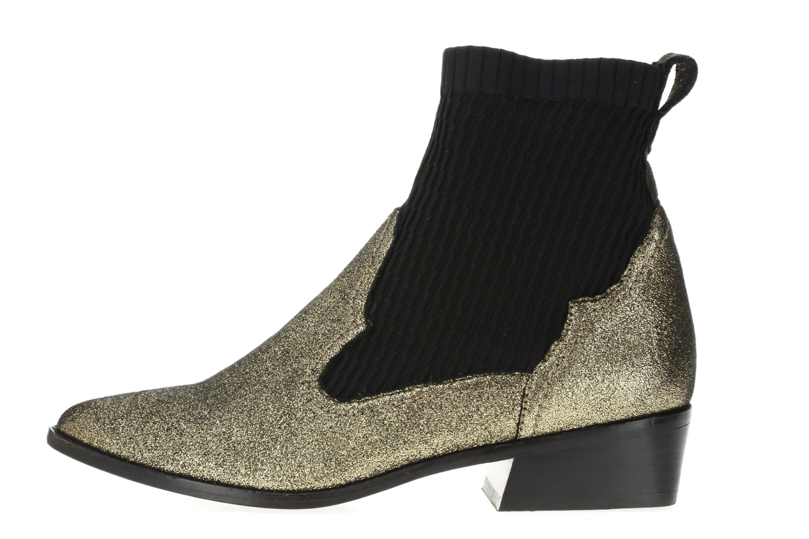 cecilia NY 250214 Womens Thomas Leather Bootie Gold/Black Size 8 Medium