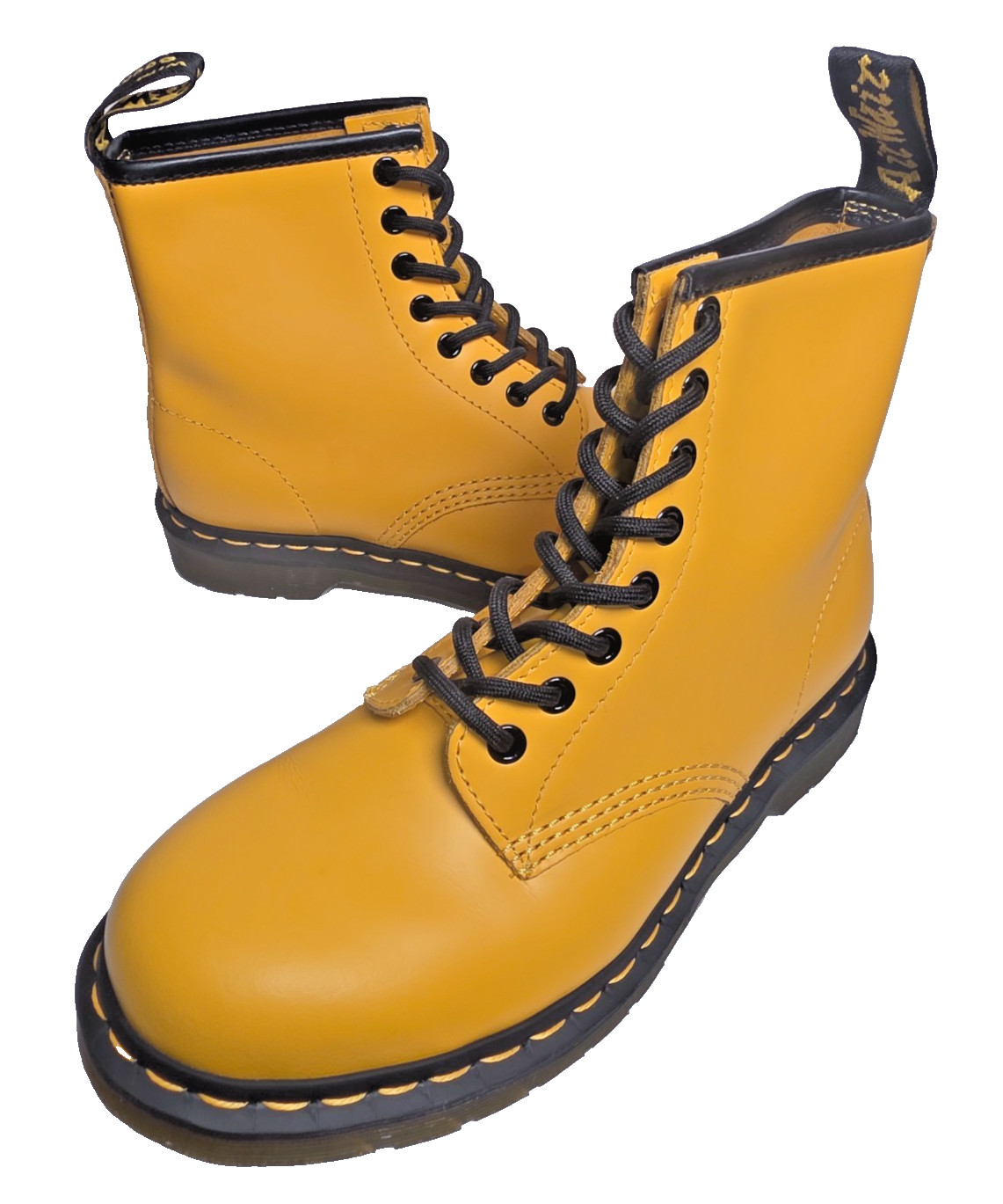 New Dr Martens 1460 Smooth Leather Yellow Combat Boots Men 7 Women 8 Lace Up