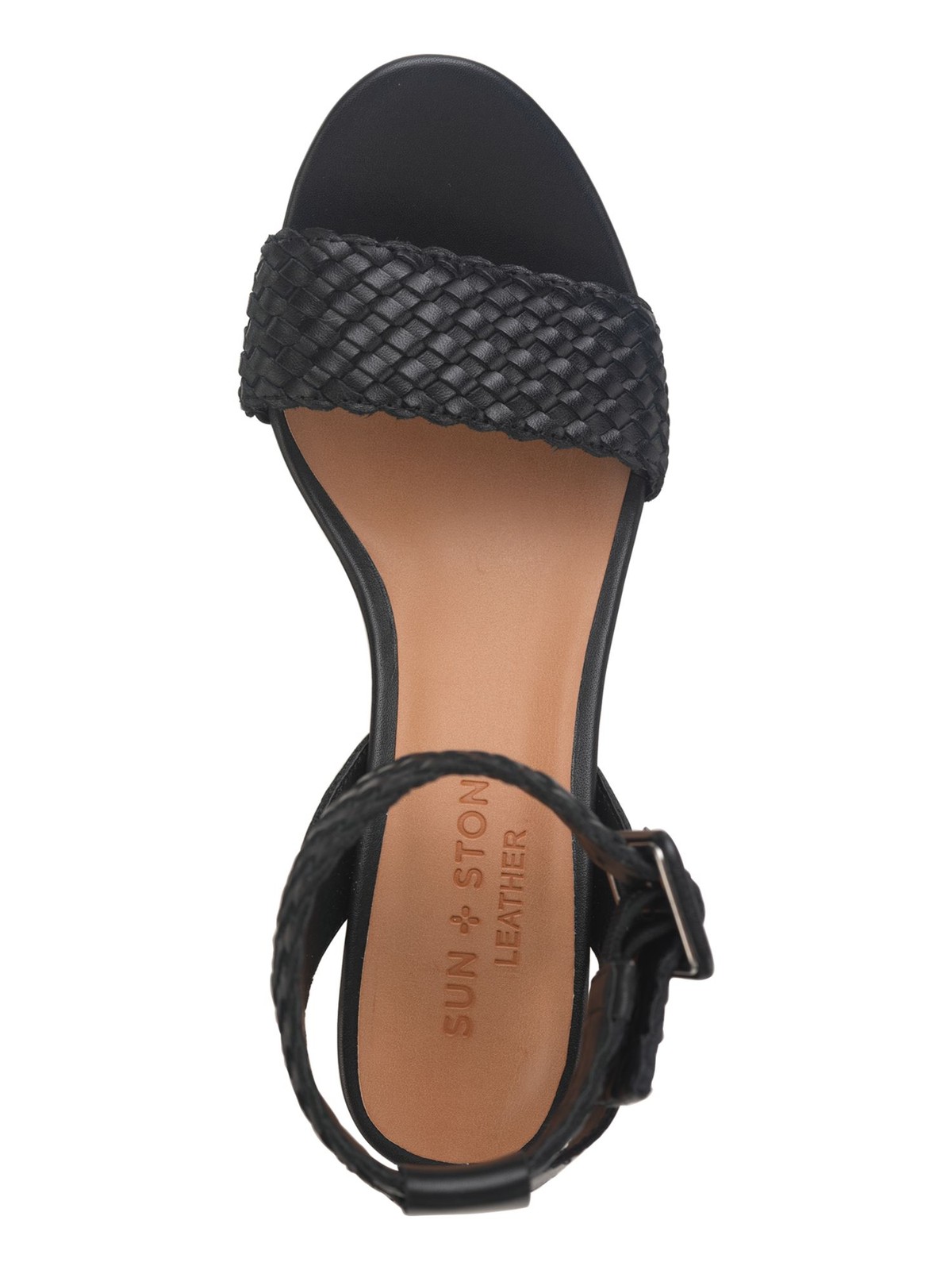 SUN STONE Womens Black 0.5″ Platform Stefani Leather Sandals Shoes 7.5 M