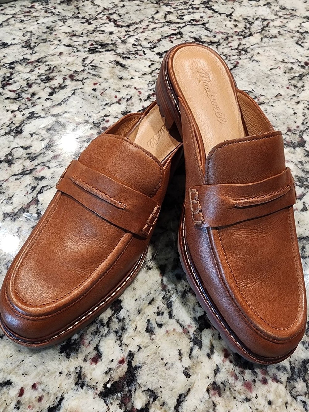 Madewell Brown Leather The Corinne Loafer Mules Excellent Condition
