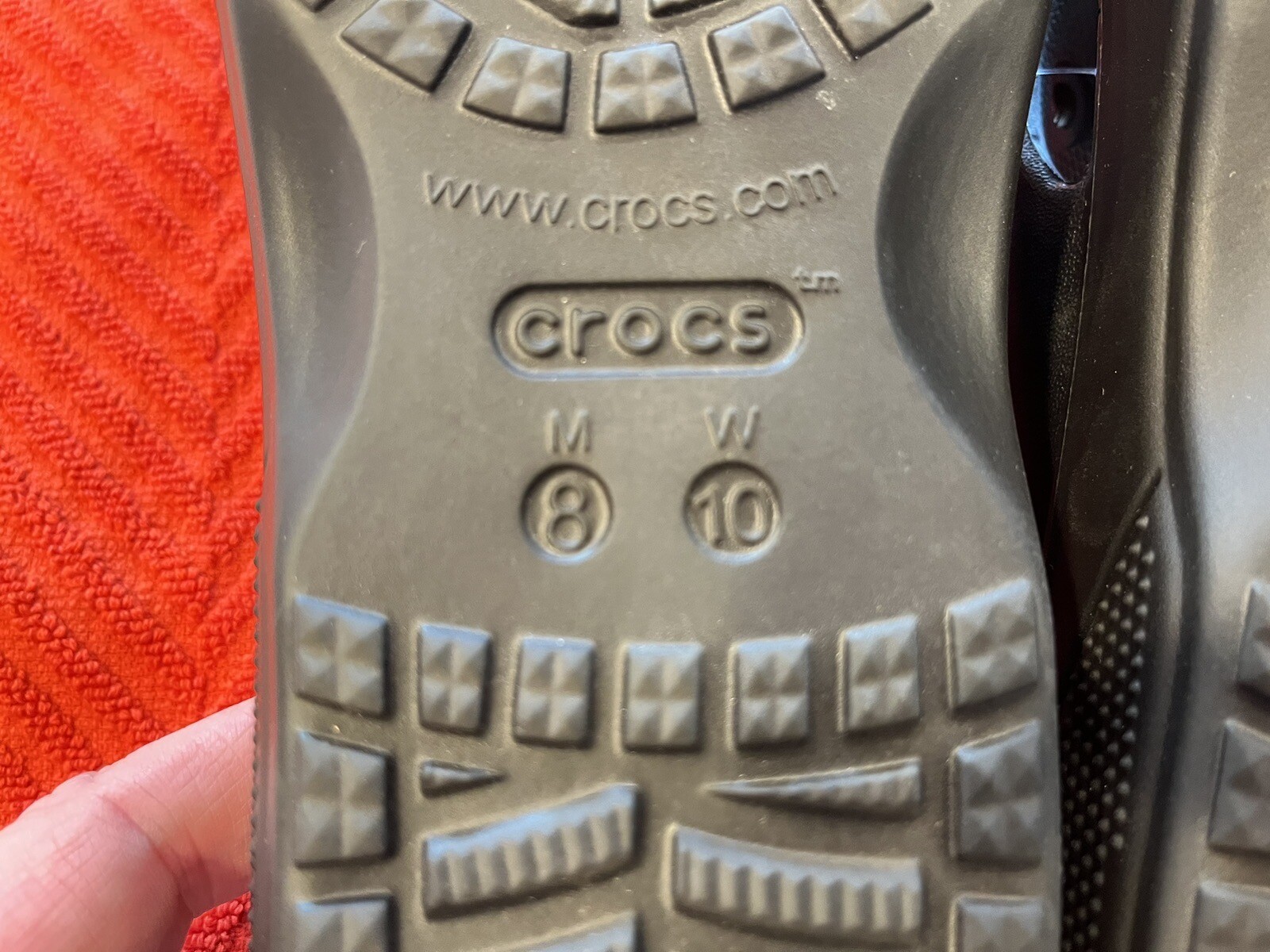 CROCS Black LOGO Women Size 10 Men Size 8 Thong UNISEX Sandals All Terrain