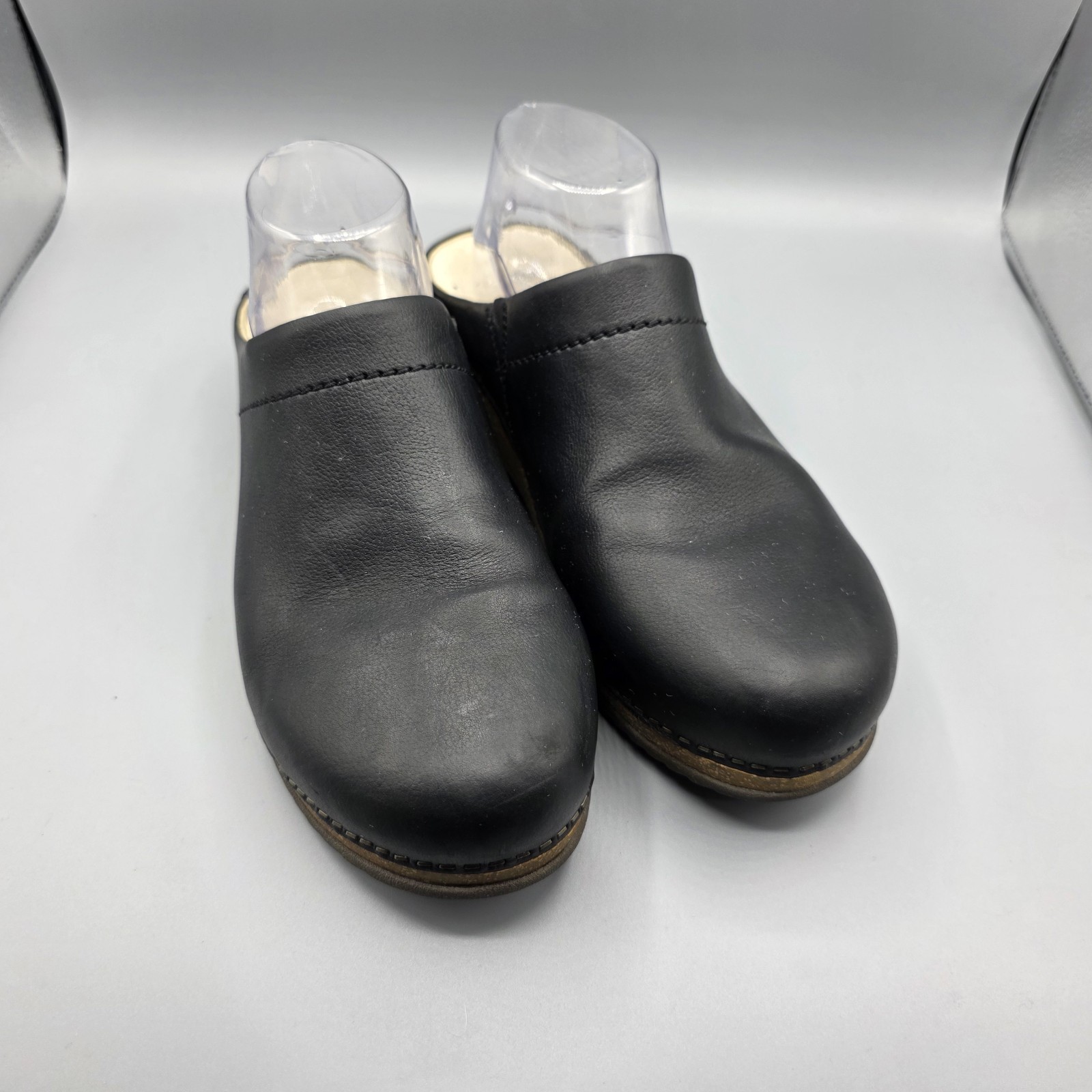 Dansko Mariella Clogs Womens 41 Black Leather Mules Slip On Comfort Shoes Cork