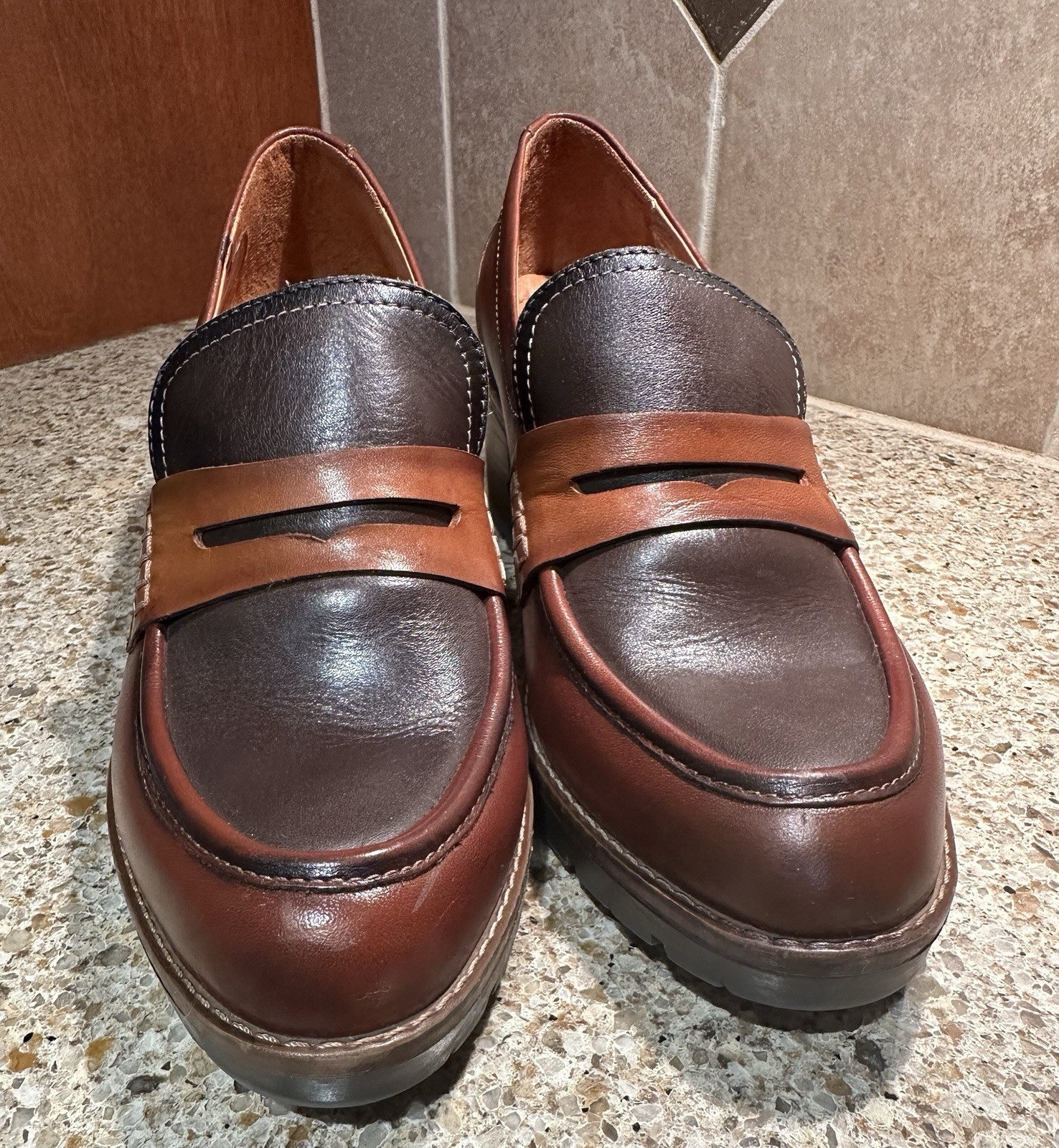 New PIKOLINOS ‘Llanes’ Women’s Mixed Loafers with Heel Cognac – EU37 (US 6-6.5)