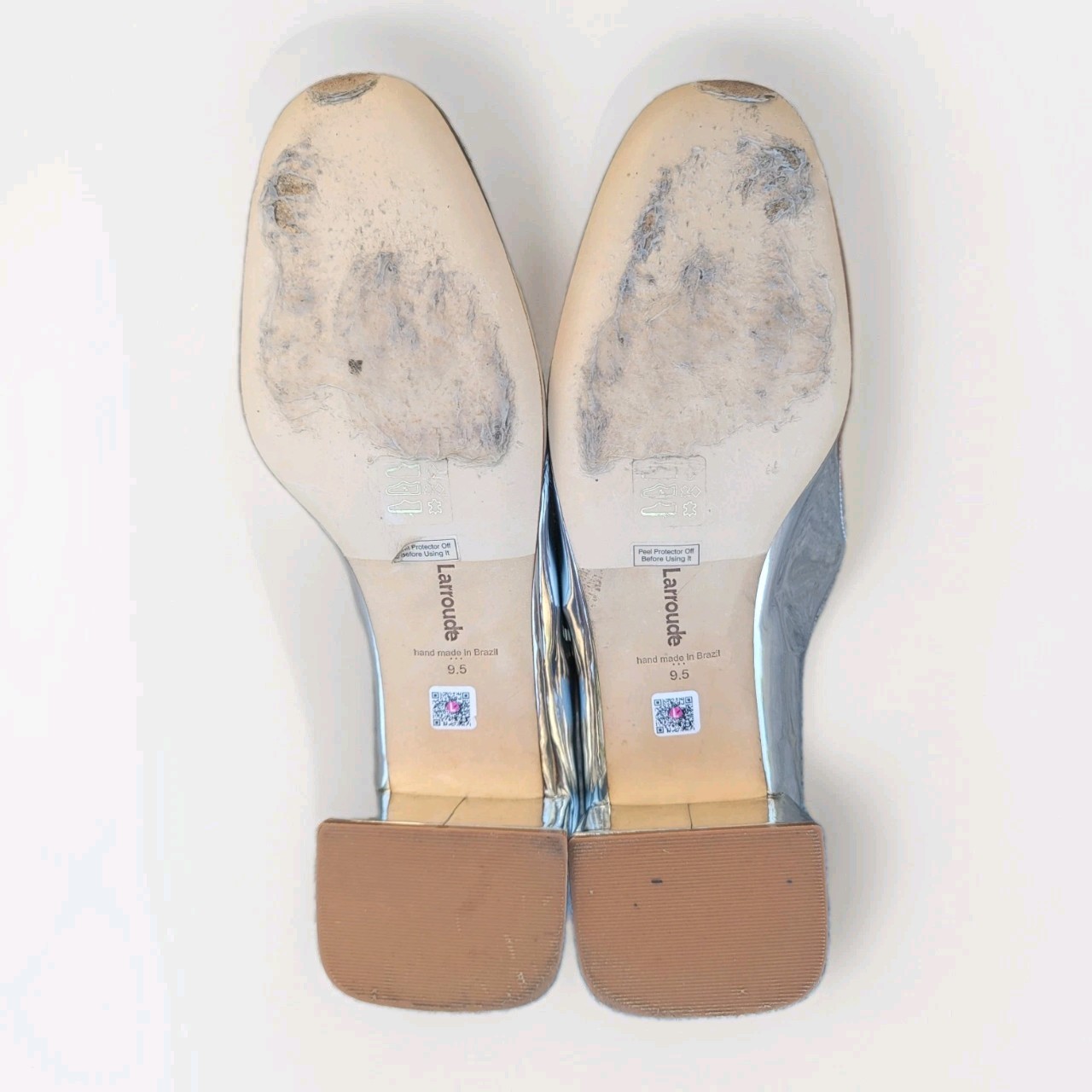 ​Larroude Blair Mary Jane Silver Specchio Leather Block Heel Pump Shoes Womens 9