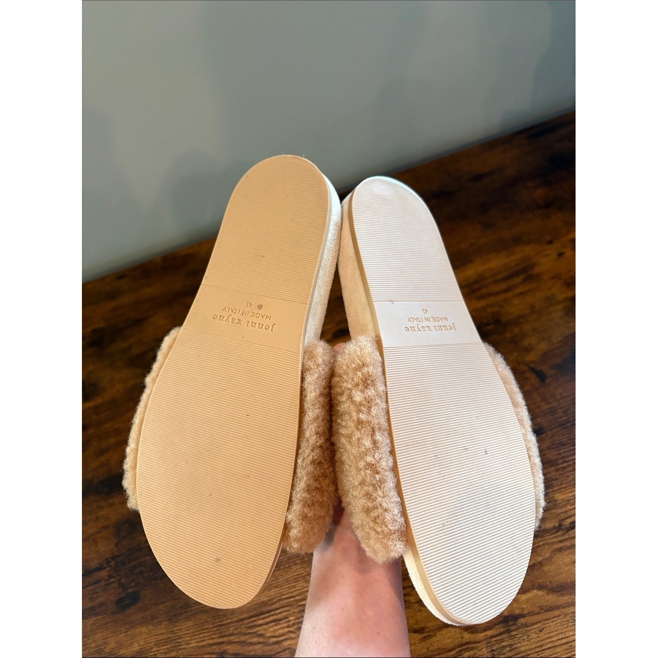 Jenni Kayne Tan Shearling Slide Sandals size 41 10.5