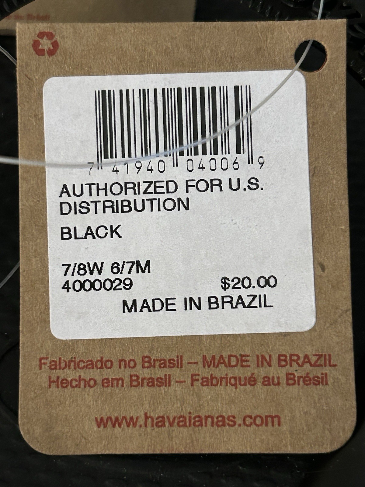 Havaianas Black Flip flops Sandal Size 7-8 Women 6-7 Men