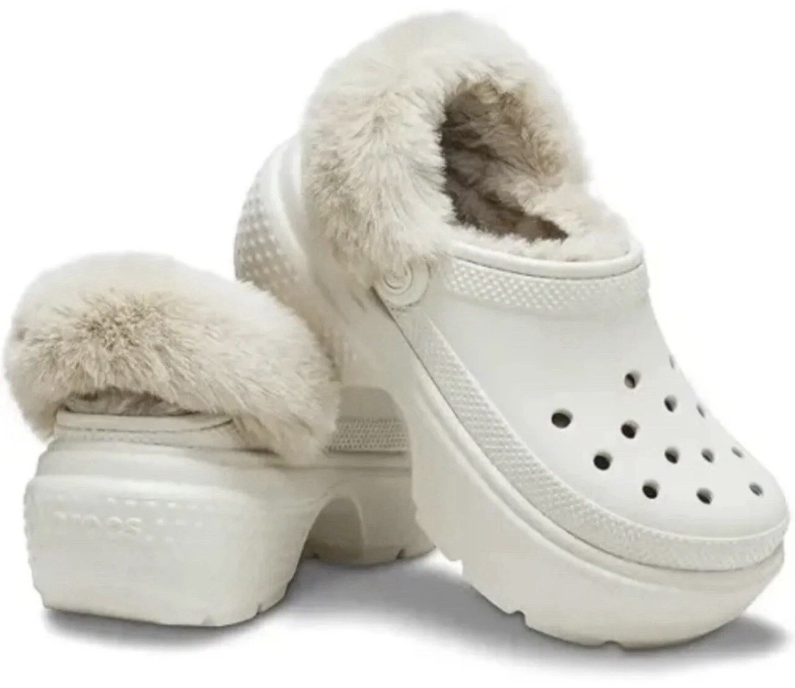 NEW CROCS Bae Lined Fur Clog 211753-160 Stucco Size 6 W