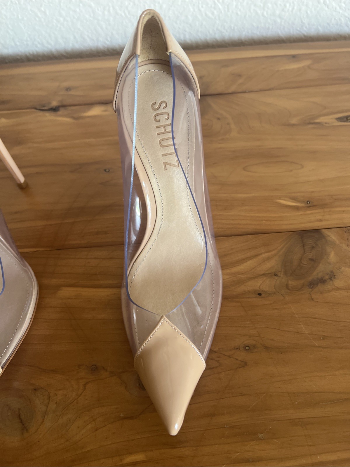 Schutz Cendi Nude Clear PVC Pointed Toe Pumps Stiletto Heels Size 5B