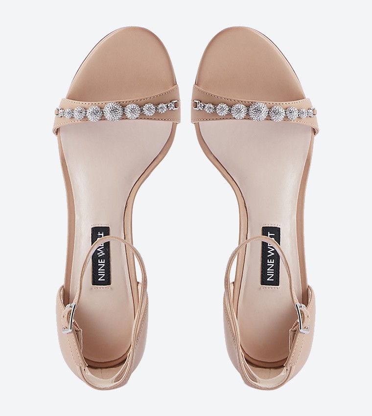 Nine West All Aboard Heels, 8.5, Tan, Rhinestones, Wedding