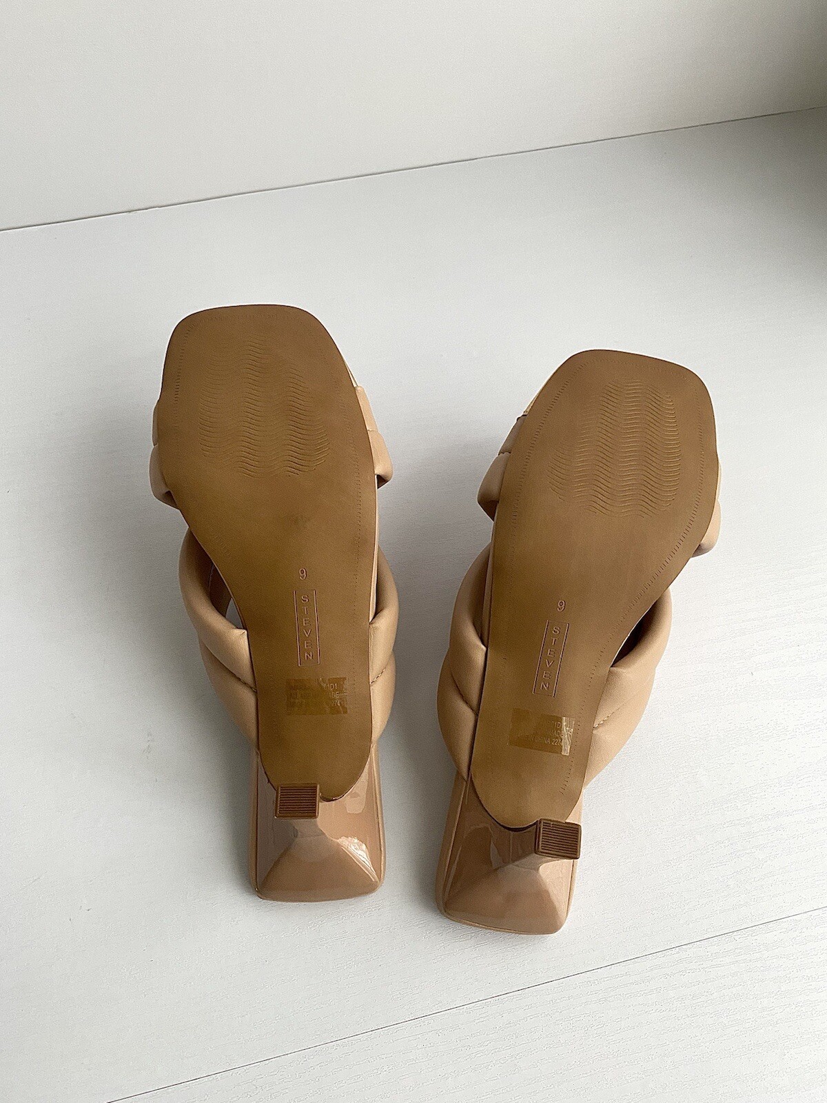 ✨New STEVEN NEW YORK Imara Faux Leather Squared Toe Sandals Nude Womens Size 9M