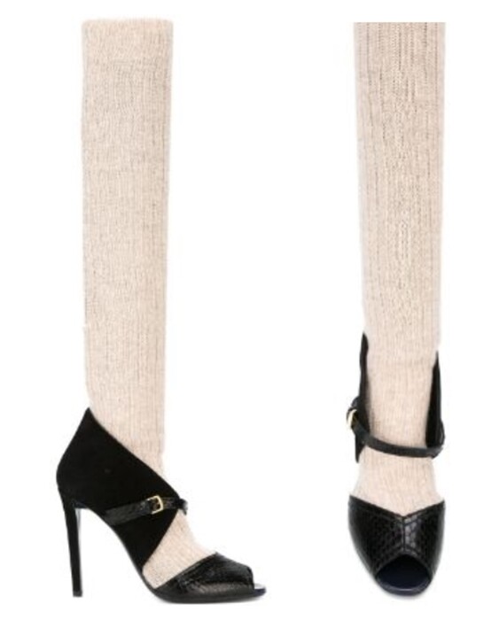 Vionnet Knitted Stocking Pumps / Sock Bootie Black Beige sz US 6 / IT 36 $1100