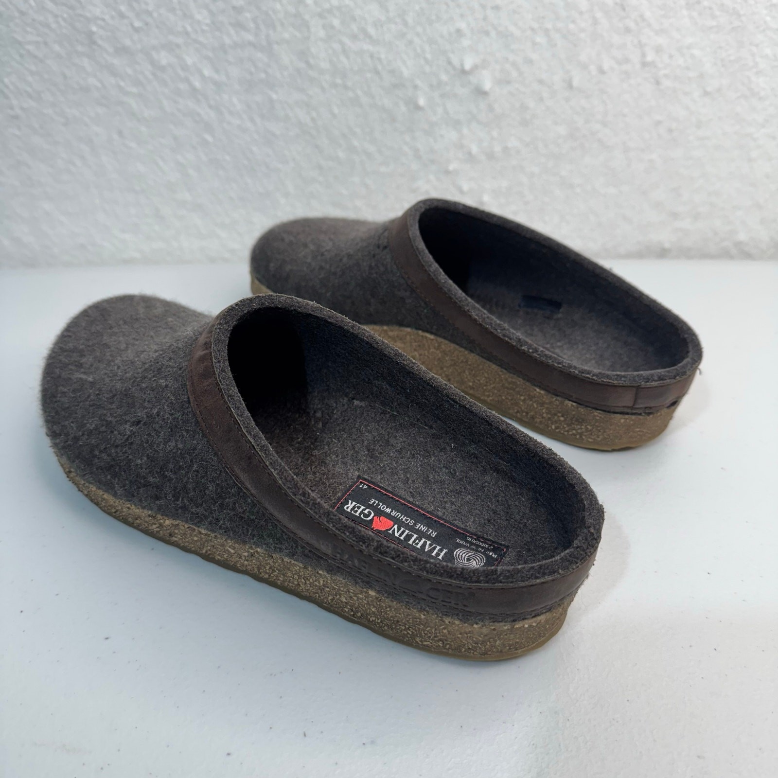 Haflinger Clog Grizzly Torben Anthracite Pure Wool Felt Supportive Cork-Latex 41