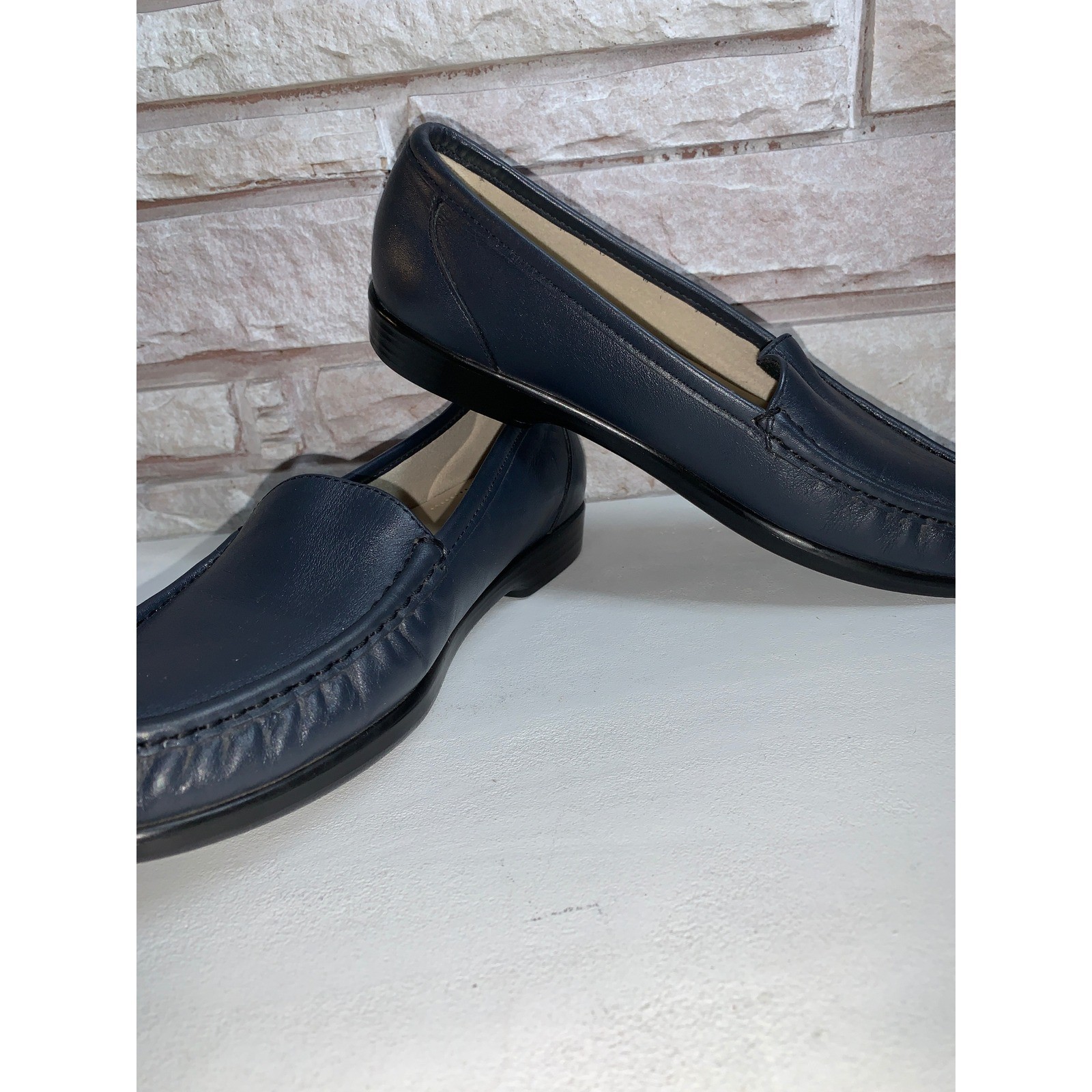 SAS Penny Navy Blue Leather Loafers Tripad Comfort Made in USA Womens 10 N