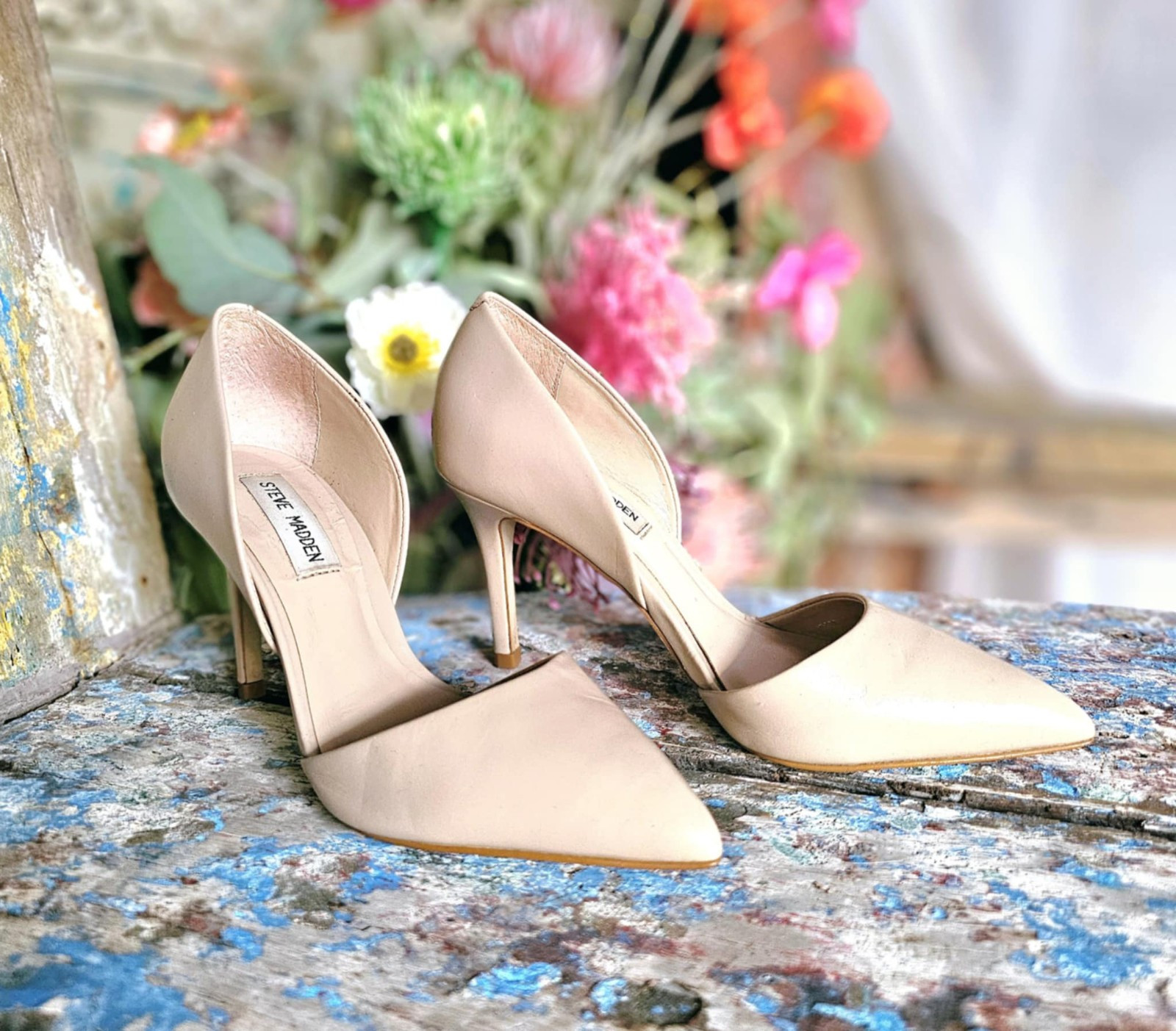 STEVE MADDEN Nude Beige Stilletto Closed Pointed Toe Heels Pumps SIZE AU 6.5 EUC