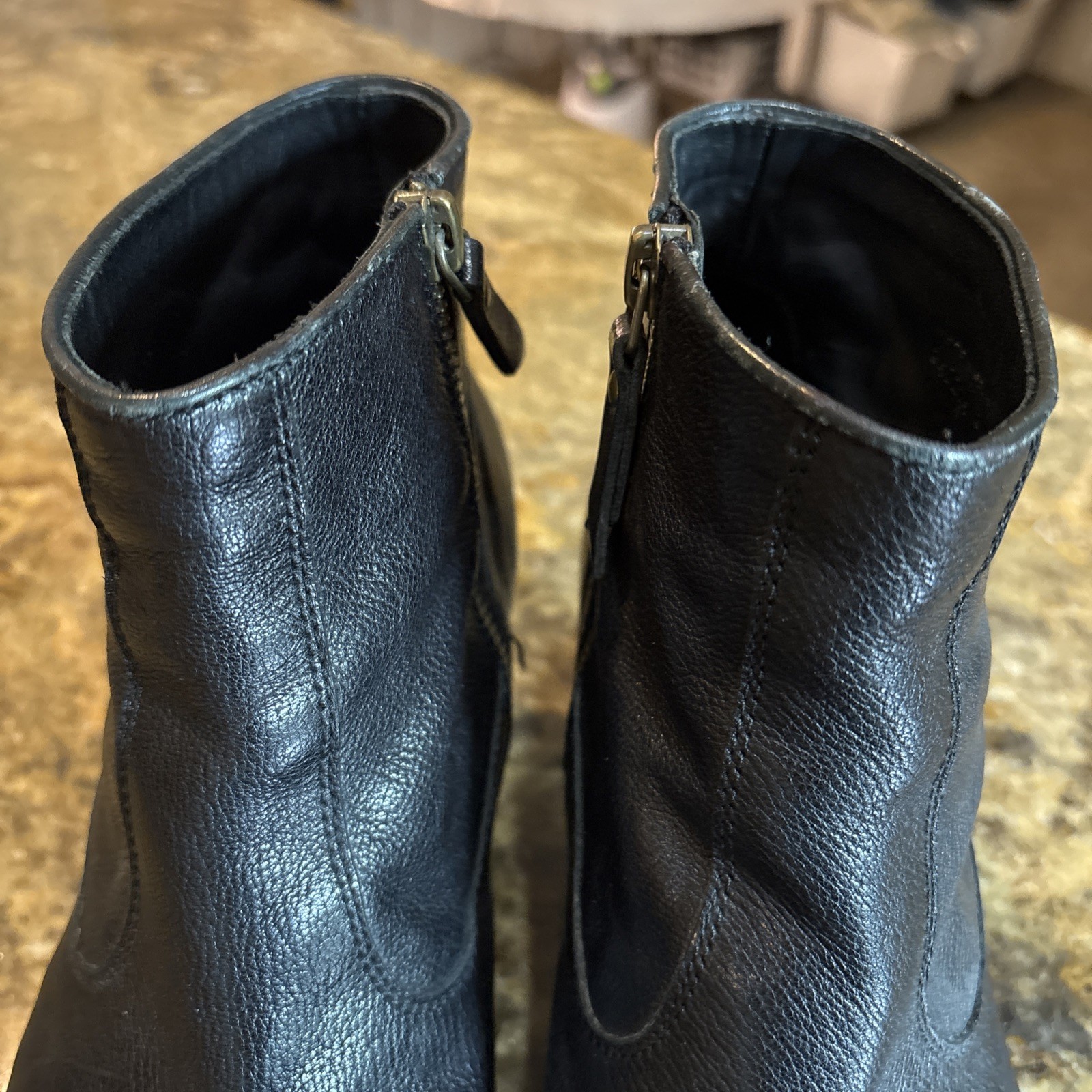 N.D.C. Made by Hand Women Black Leather Heeled Ankle Boots 39 US 9