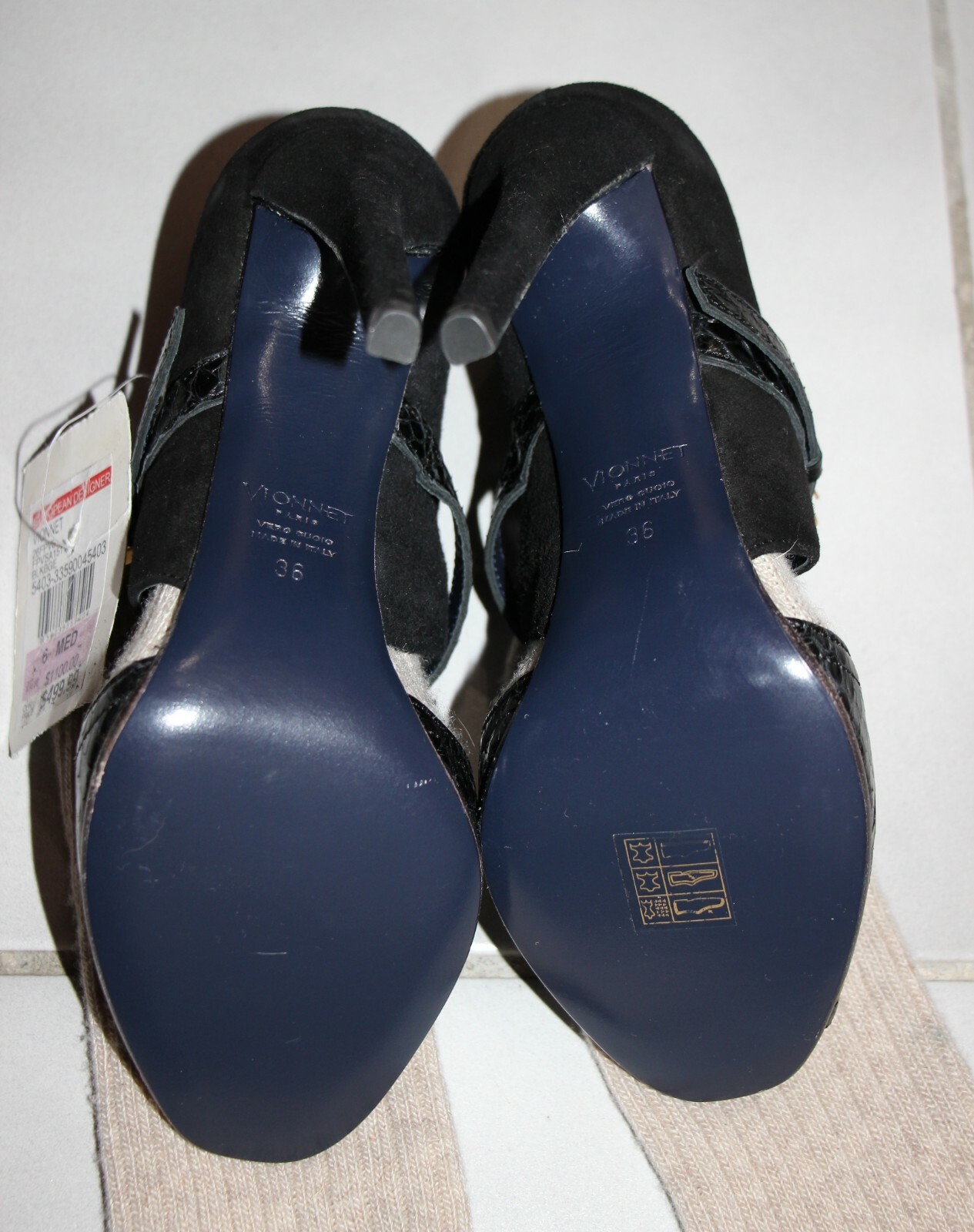 Vionnet Knitted Stocking Pumps / Sock Bootie Black Beige sz US 6 / IT 36 $1100