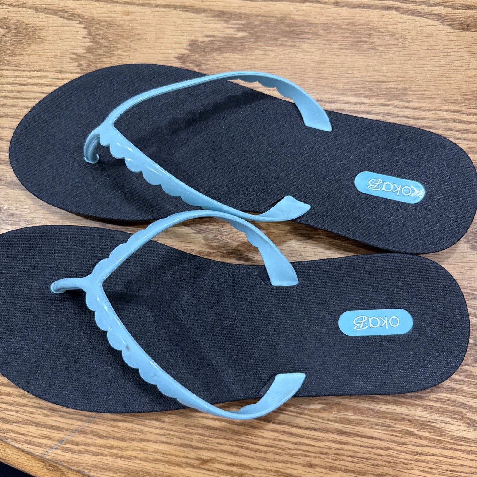 Oka B Women’s Flip Flop Sandals Size Ml 8-9 Baby Blue Slip On Rubber Sole New