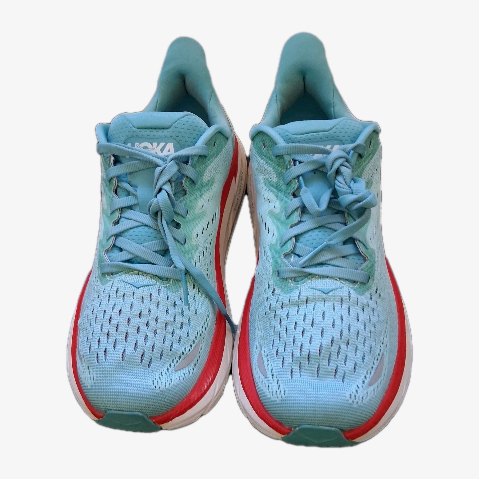 Hoka One One Clifton 8 Blue Red Women’s Size 7.5 B Running Shoes