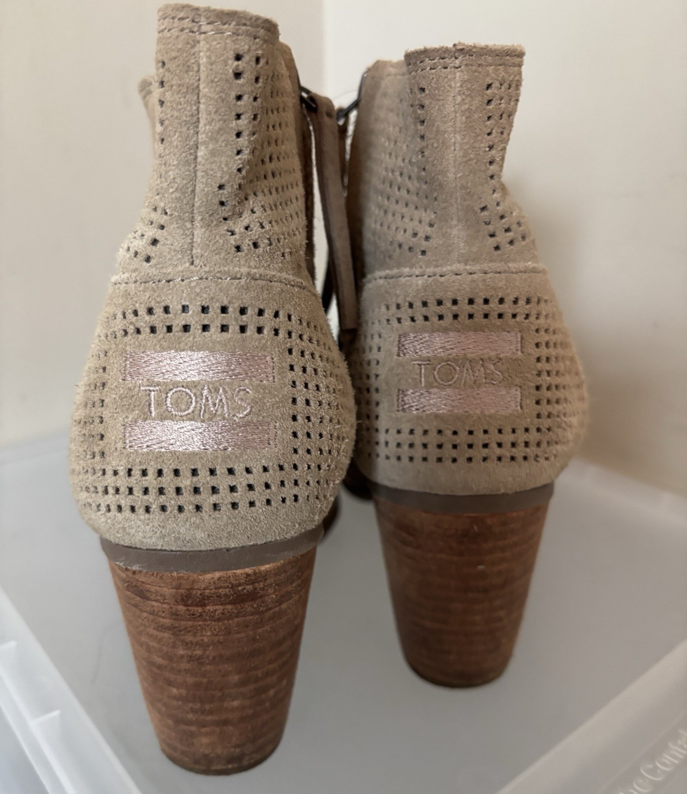 Toms Women Majorca Open Toe Leather Pump Heels Boots shoes Size 8