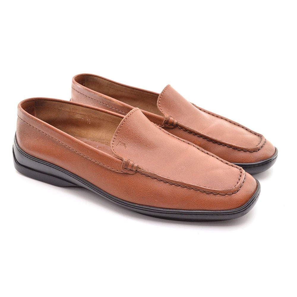 Tods Gommino Driving Loafer Womens size 8.5 M Brandy Brown Leather Slip On Shoes