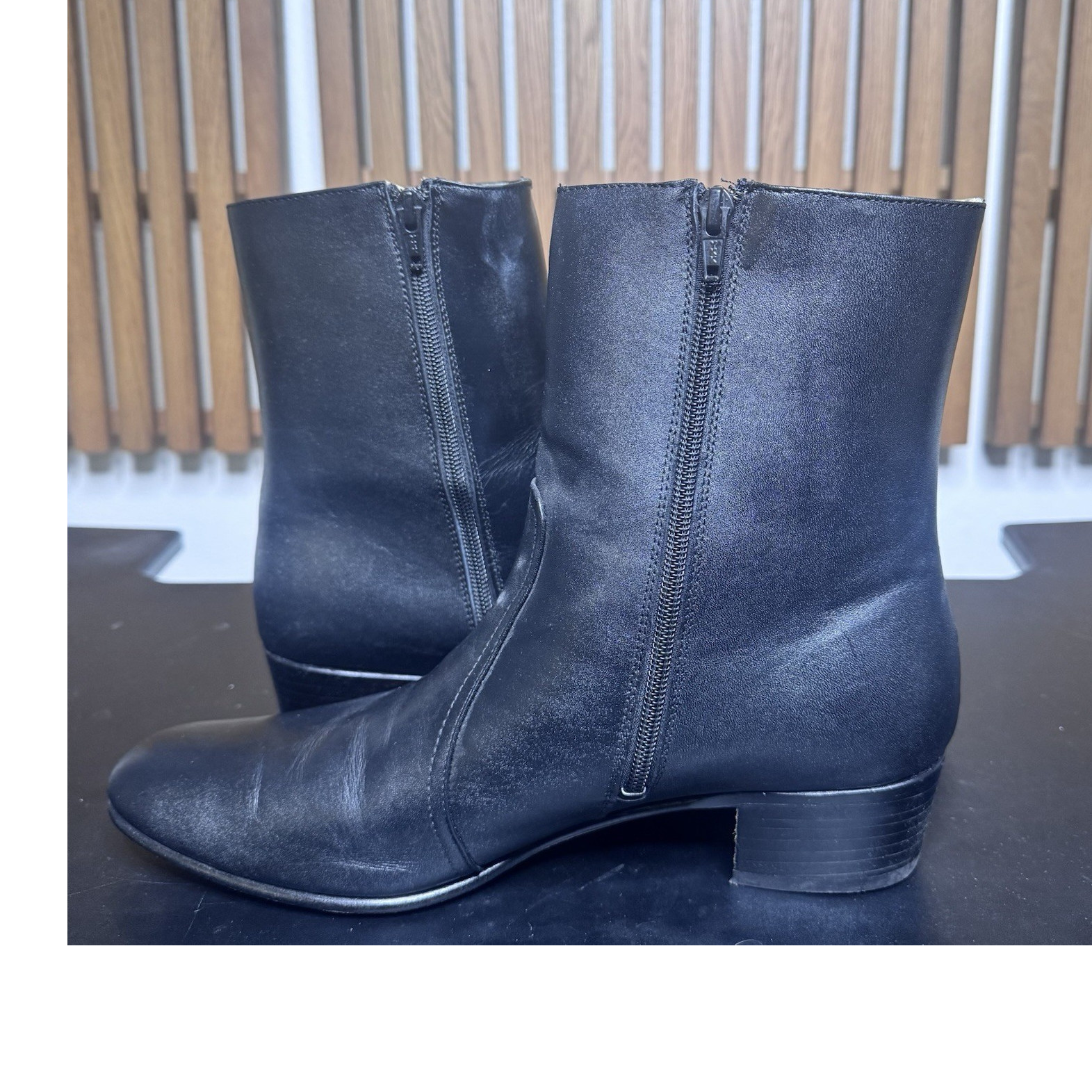 ELVIS Black 100% Leather Zip-Up Boots (68 Comeback Special Era)